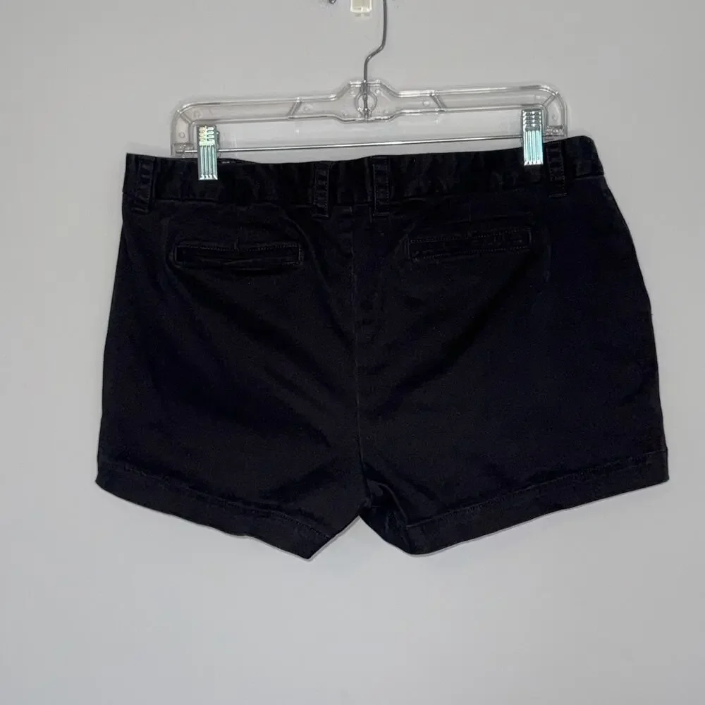 Cynthia Rowley Womens Black Chino Shorts Size 12 Cotton Stretch Casual Basic